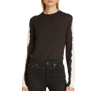 Proenza Schouler Size S Crewneck Sweater Tie Dye Sleeves Contrast Lightweight